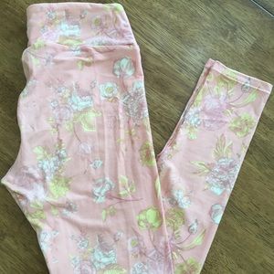 Floral light pink LULAROE leggings OS